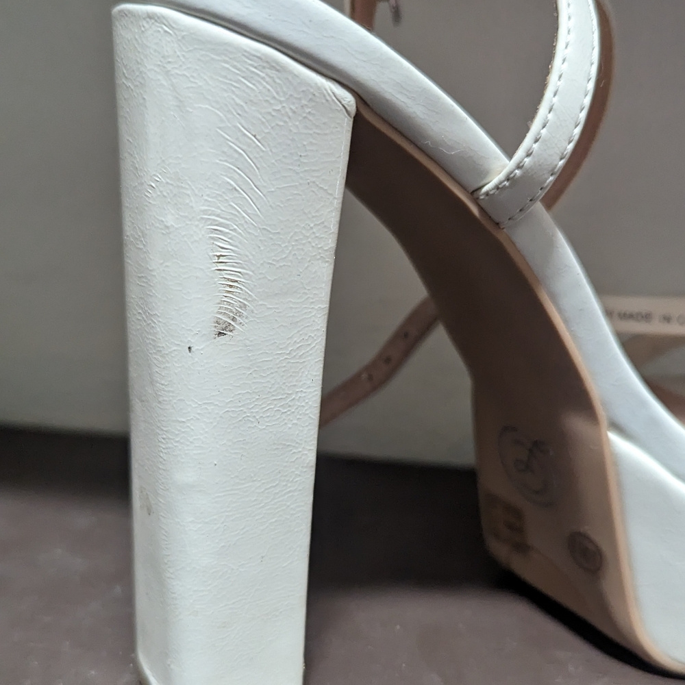 White leather platform sandals - Picture 4 of 7